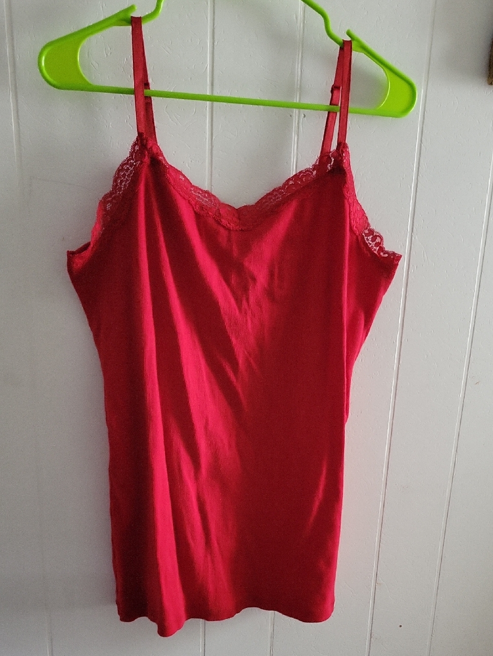 Faded Glory Bright Red Lace-Trim Camisole Tank